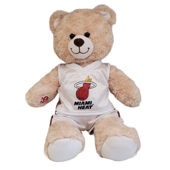 Build a Bear NBA Basketball Miami Heat Bear Basketball Bear Tan Stuffed Bear 17" - Picture 1 of 6